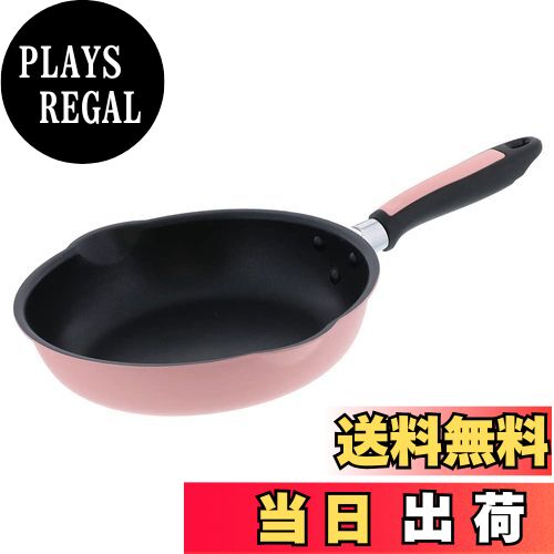 【送料無料】ベストコ フライパン 24cm ピンク 軽わざパン ふっ素樹脂加工 IH ガス火 オール熱源対応 両口 NQ-0092 カリーノ