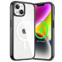 JEDirect iPhone 14 6.1インチ用 マグネット ケース MagSafe ワイヤレス充電対応 衝撃吸収 バンパーカバー 傷つけ防止 透明バック (ブラック/ホワイト)