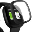 【送料無料】Miimall【一体型ケース】Fitbit(フィットビット)Sense/Versa 3 専用ケース Fitbit Versa3 ガラスフイルム ぴったり対応 擦り傷防止 防衝撃 高透過率 カバー フィットビットVersa 3 液晶保護フィルム(ブラック)