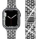 【送料無料】Miimall対応Apple Watch Series 8 45mm 2022 /7 45mm 2021用 ケース バント アップルウォッチ 8 45mm 交換バンド ラインストーン 光沢度高い お洒落 傷防止 超簿軽量 PC材質ケース 高級ステンレスバンド Apple Watch 7 カバー(45mm|ブラック)