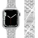 【送料無料】Miimall対応Apple Watch Series 8 45mm 2022 /7 45mm 2021用 ケース バント アップルウォッチ 8 45mm 交換バンド ラインストーン 光沢度高い お洒落 傷防止 超簿軽量 PC材質ケース 高級ステンレスバンド Apple Watch 7 カバー(45mm|シルバー)