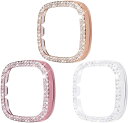 【送料無料】Miimall【3枚入り】Fitbit Versa 3/sence 専用ケース フィットビット Versa3 カバー ラインストーン付け 擦り傷防止 PC材料 軽量 防衝撃 おしゃれ Fitbit sence 保護ケース(ローズゴールド+クリア+ピンク)