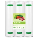 【送料無料】Gokilife 真空パック袋 真空パック ロール PA+PE安全素材 28*600cm 3本セット フードシーラー 真空パック機専用ロール 替えロール 真空ロール 自由にカット エンボス加工 専用抗菌袋 鮮度長持ち 食品保存袋 冷凍保存 電子レンジ解凍 低温調理 家庭用 業務用
