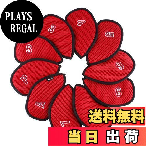 【送料無料】Andux ゴルフクラブヘッドカバーアイアン用 メッシュ ダブル番号つけ アイアンカバー 番号刺繍 10個/セットMT/S14 (赤)