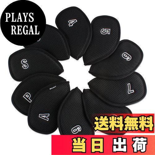 【送料無料】Andux ゴルフクラブヘッドカバーアイアン用 メッシュ ダブル番号つけ アイアンカバー 番号刺繍 10個/セットMT/S14 (黒)