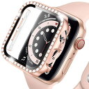 【送料無料】Miimall【PCケース+フイルム 2イン1】対応Apple Watch 4/5/6/SE/SE2 40mm専用ケース ラインストーン付け アップルウォッチシリーズ 5 カバー シート 強化ガラス PC材質 擦り傷防止 防衝撃 Apple Watch 6 保護カバー フイルム(40mm|ローズゴールド)