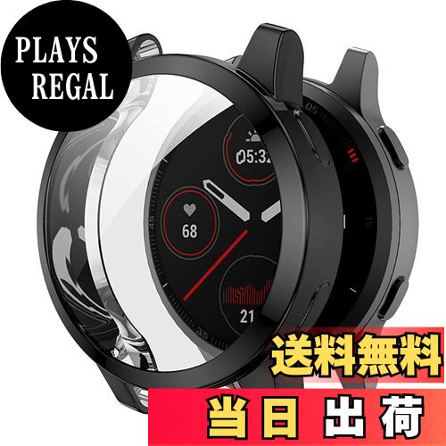 【送料無料】SOOYEEH 2個 GARMIN用 VENU 2 / vivoactive4用 ケース メッキTPU製 ソフトカバー 7色可選 SOOYEEH プロテクターカバー 耐衝撃 薄型 軽量 脱着簡単 ガーミン用 ヴェニュー2 / vivoactive 4用 保護ケース アクセサリー (ブラック)