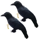 【送料無料】ONESORA カラスよけ 鳥よけグッズ 本物そっくり リアル羽毛カラス 【原寸体サイズ 2羽】 ぶら下げて吊るすだけ カラス撃退