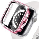 【送料無料】Miimall【PCケース+フイルム 2イン1】対応Apple Watch 4/5/6/SE/SE2 44mm専用ケース ラインストーン付け アップルウォッチシリーズ 5 カバー シート 強化ガラス PC材質 擦り傷防止 防衝撃 Apple Watch 6 保護カバー フイルム(44mm|ピンク)