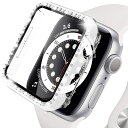【送料無料】Miimall【PCケース+フイルム 2イン1】対応Apple Watch 4/5/6/SE/SE2 40mm専用ケース ラインストーン付け アップルウォッチシリーズ 5 カバー シート 強化ガラス PC材質 擦り傷防止 防衝撃 Apple Watch 6 保護カバー フイルム(40mm|クリア)