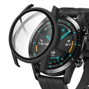 【送料無料】Miimall【PCケース+フイルム 2イン1】 対応Huawei Watch GT2 46mm ケース(スクラブ) ファーウェイ ウォッチ GT2 カバー シート シンプル 強化ガラス PC材質 擦り傷防止 防衝撃 保護カバー フイルム(ブラック)