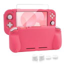 switch liteカバー スイッチライト ケース シリコン素材 ソフトカバー 柔らかい 一体式 全面保護 耐衝撃 特殊ハンドル 薄型軽量 快適な手触り 着脱簡単 防水防塵 スタンド機能 スティックカバー4つ 液晶保護フィルム付き(ピンク)
