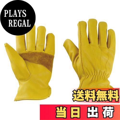 【送料無料】キャプテンスタッグ(CAPTAIN STAG) アウトドア キャンプ BBQ 手袋 レザーグローブ アウトドアソフトレザーグローブ 厚手 裏布付き フリーサイズ UM-1920 イエロー