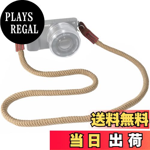 【送料無料】丸ひも タイプ カメラ ネックストラップ ソフト コットン 肩ひも 金属リング/リングカバー付き ストラップ ショルダーストラップ 一眼レフ/ミラーレス/コンパクトカメラ (TAN)