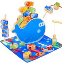 CORPER TOYS 木製おもちゃ 4in1 パズル 魚釣りおもちゃ ひもとおし 紐通しおもちゃ バランスゲーム 棒通し遊び かわいい 木製パズル クリスマス プレゼント おもちゃ
