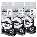 【送料無料】Airmall 互換 テプラ テープ 6mm 9mm 12mm 白地 黒文字 SS6K SS9K SS12K 汎用キングジム てぷらーテープ 互換品...
