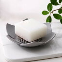 FUKUSHOP 石鹸置き ソープ置き ソープトレイ 石けん皿 石鹸ケース ソープディッシュ 石鹸箱 ハンドソープトレイ 洗面台トレー 手洗いトレイ シリコーン製 ソフト 滑り止め 水切りバス用品 バスルームグッズ 浴室用品 花形 可愛い (グレー)
