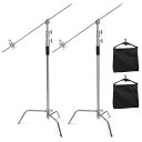 【送料無料】Selens Cスタンドキット ヘビーデューティライトスタンド 10ft / 330cm調節可能 アーム長さ4.2ft / 128cm グリップヘッド2つ付き サンドバッグ ステンレス製 センチュリースタンド 撮影スタジオ スピードライト ソフトボックスに適用