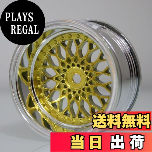 【送料無料】1/10 旧車向け 激深リム ゴールドメッシュホイール4本セット