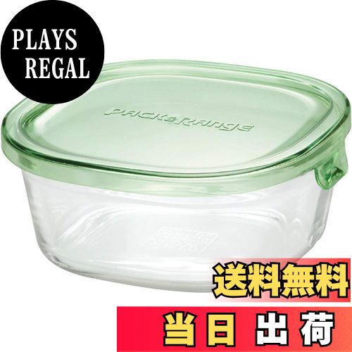 【送料無料】iwaki イワキ 耐熱ガラス 保存容器 グリーン 角型 S 450ml ごはん 1膳 パック&レンジ