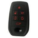 ZIAN トヨタ 車用 アルファード ヴェルファイア 30系 新型シエンタ 6ボタンスマートキーシリコンカバー ブラック (ブラック2(赤いボタン))
