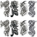 Yesallwas タトゥーシール 龍 ドラゴン 竜 飛竜 DRAGON 8枚セット タトゥーステッカー ボディーシール 刺青シール 防水 TATOO (A)