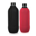 kwmobile 2x Soda Stream対応 615ml ボトルカバー ネオプレン製 - ソーダストリーム マイボトル 傷防止 スリーブ - 黒色/赤色