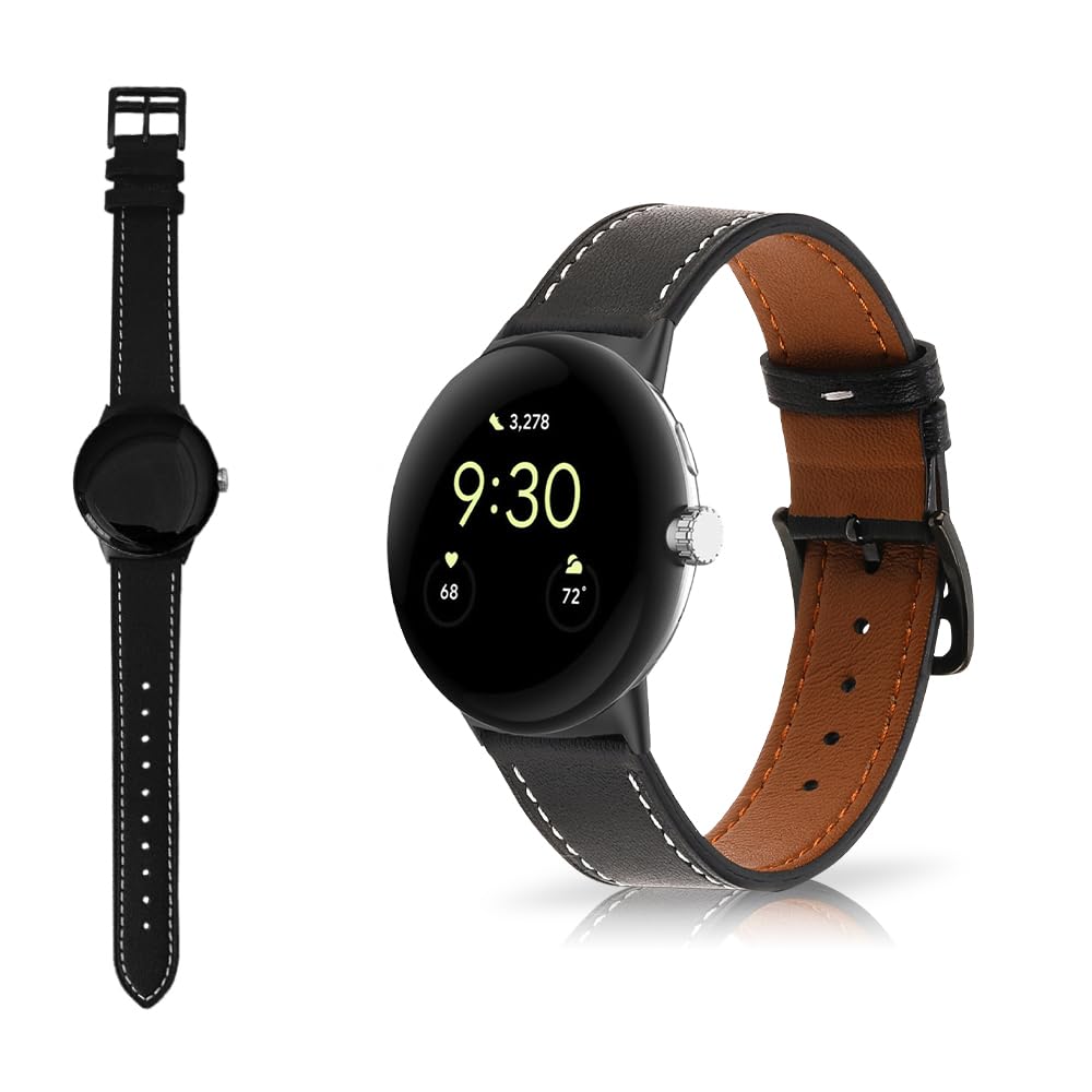 LuFiYa レザーバンド Google Pixel Watch 3 41 mm/Google Pixel Watch 2/Google Pixel Watch対応 時計バンド 本革バンド 交換ベルト 腕時計バンド ストラップ Google Pixel Watch 3 41 mm/Google Pixel Watch 2/Google Pixel Watch1用 (黒)