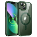 JETech iPhone 13 mini 5.4インチ用 マグネット ケース MagSafeに対応 衝撃吸収 バンパーカバー ソリッドカラーマットTPUフレーム 傷つけ防止 クリアバック (グリーン)