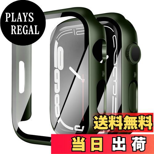 【送料無料】YUGYUG 対応 Apple Watch ケース Series 10 Apple Watch カバー PC素材 アップルウォッチ ケース ガラスフィルム 一体型 日本旭硝子材 二重構造 アップルウォッチ カバー 全面保護 強化ガラス キズ防止 (46mm,グリーン)