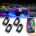 MOREFULLS LED アンダーライト 車 RGB ロックライト ライトキット 4個セット 車用 音楽同期 ブレーキライト 多色APP Bluetoothコントロール リモコン付き ボタンスイッチ付き 多機能 車外装飾 車のシャーシ装飾用 防水 おしゃれ 音楽モード