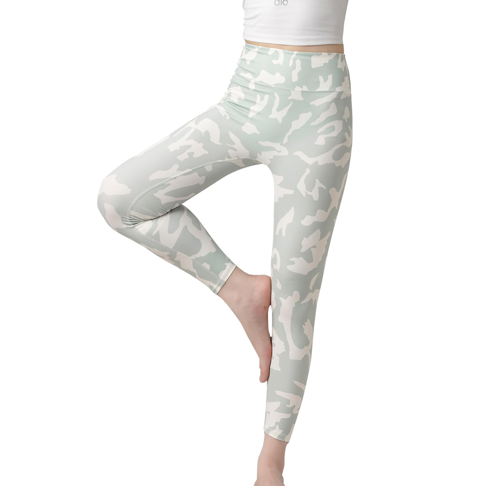 【送料無料】[MeadowLina] ヨガパンツ レディース ヨガレギンス レディース ヨガウェア スポーツタイツ 柄 3分丈 5分丈 9分丈 美脚 美尻 吸汗速乾 ハイウエスト トレーニング 色：ライトブルー 9分丈、サイズ：S-M Regular