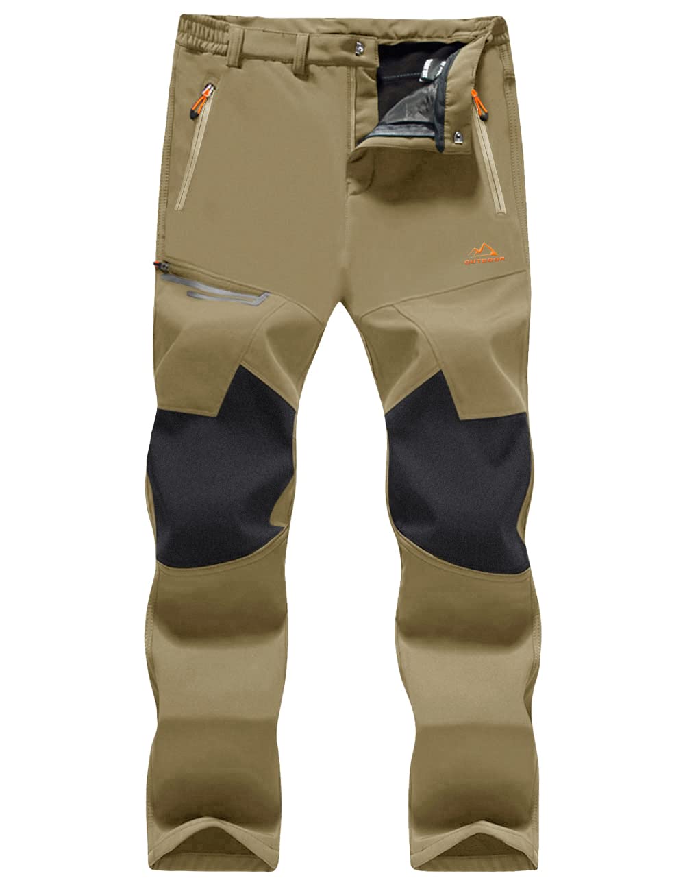 【送料無料】[MAGCOMSEN] アウトドア パンツ 裏フリース ソフトシェルパンツ 厚手 ズボン 登山 釣り スキー 作業 秋冬 撥水 色：カーキ、サイズ：2XL