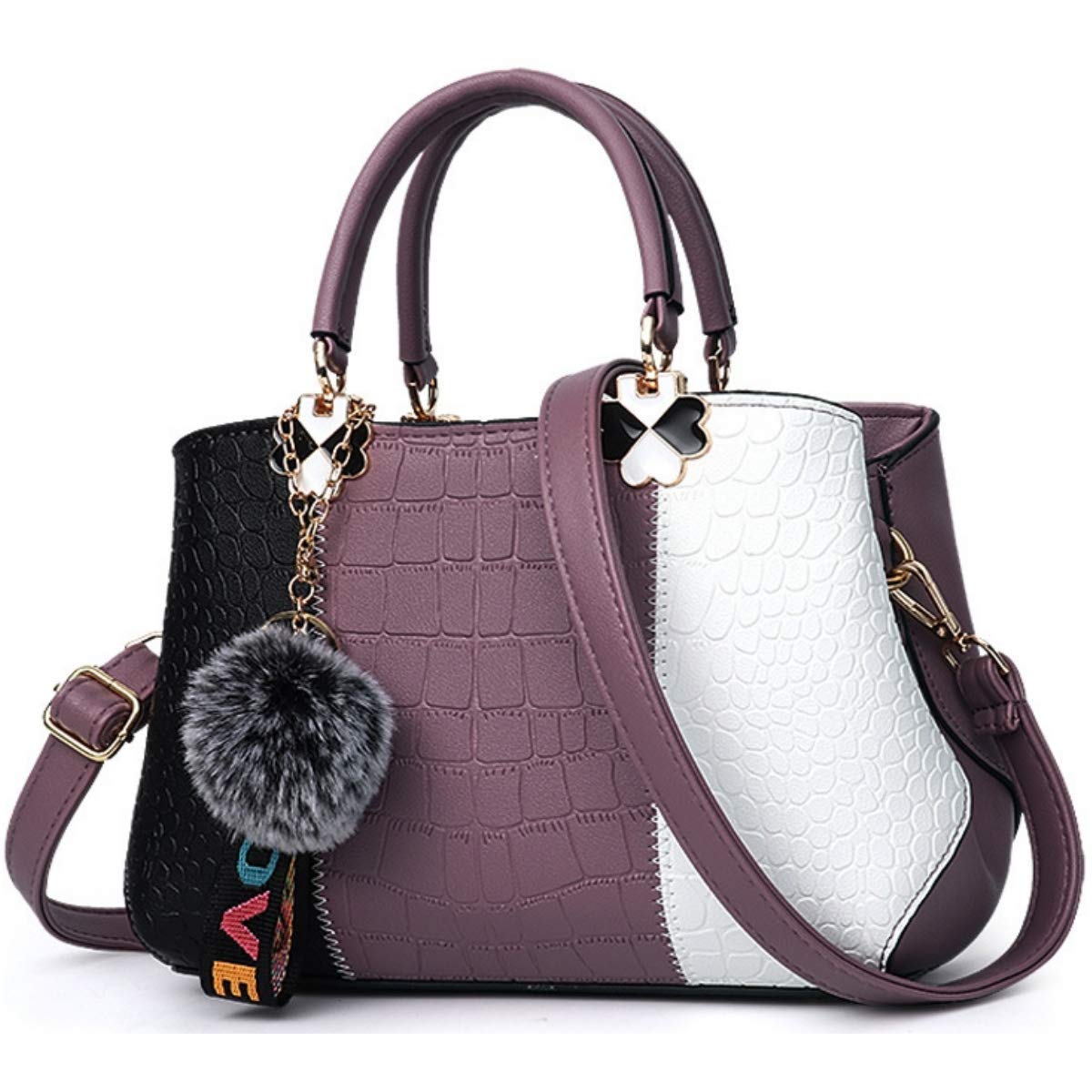 【送料無料】[Lopis] 2way ハンドバッグ レディース バッグ 人気 斜めがけ 女性 軽量 PU かわいい ショルダーバッグ 肩掛け おしゃれ 春 夏 色：パープルB、サイズ：高さ18cm×横幅28cm×奥行