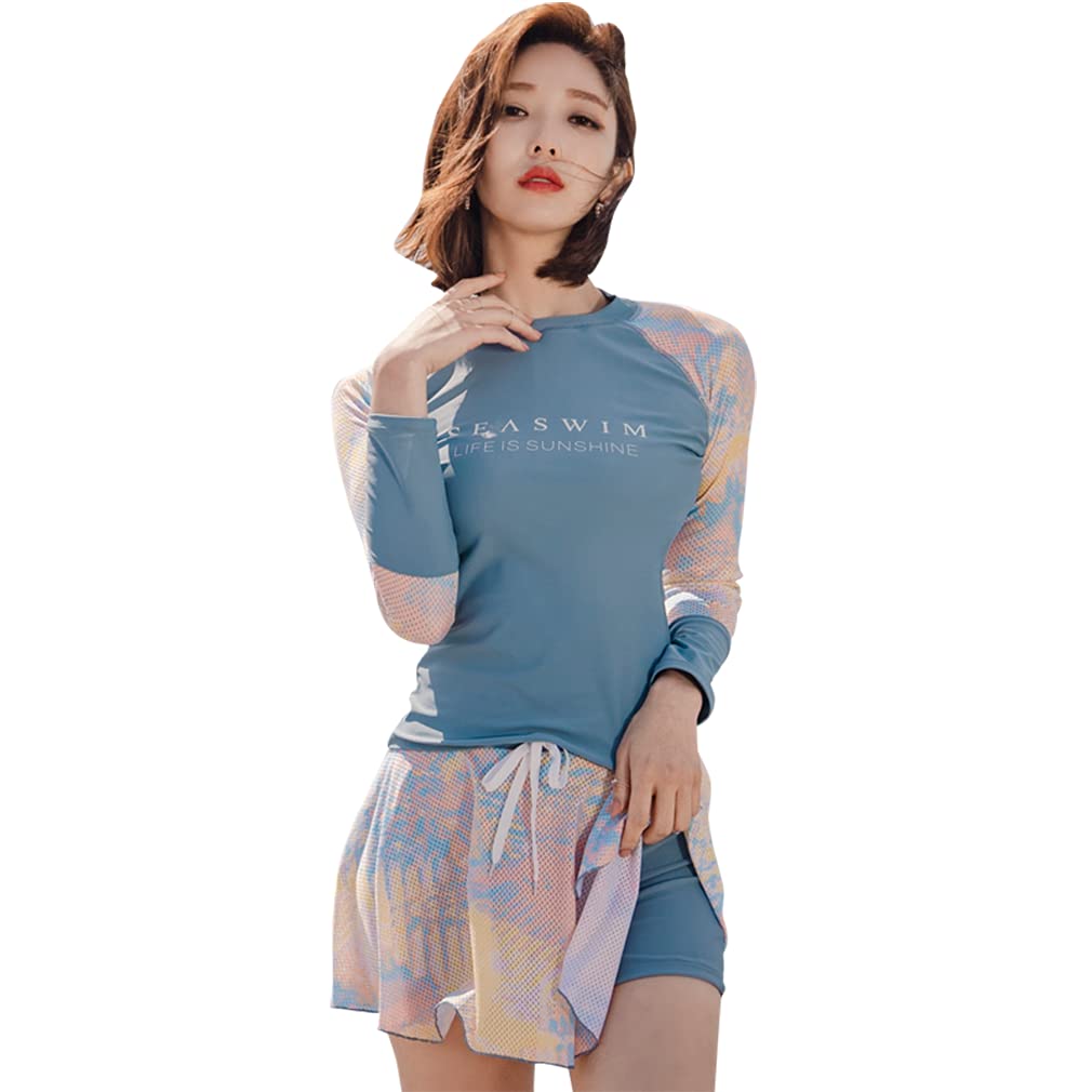 【送料無料】 水着 レディース 2点セット フィットネス 長袖 セパレーツ ラッシュガード 可愛い パット付き 体型カバー女性 Swimwear ワイヤーなし ...