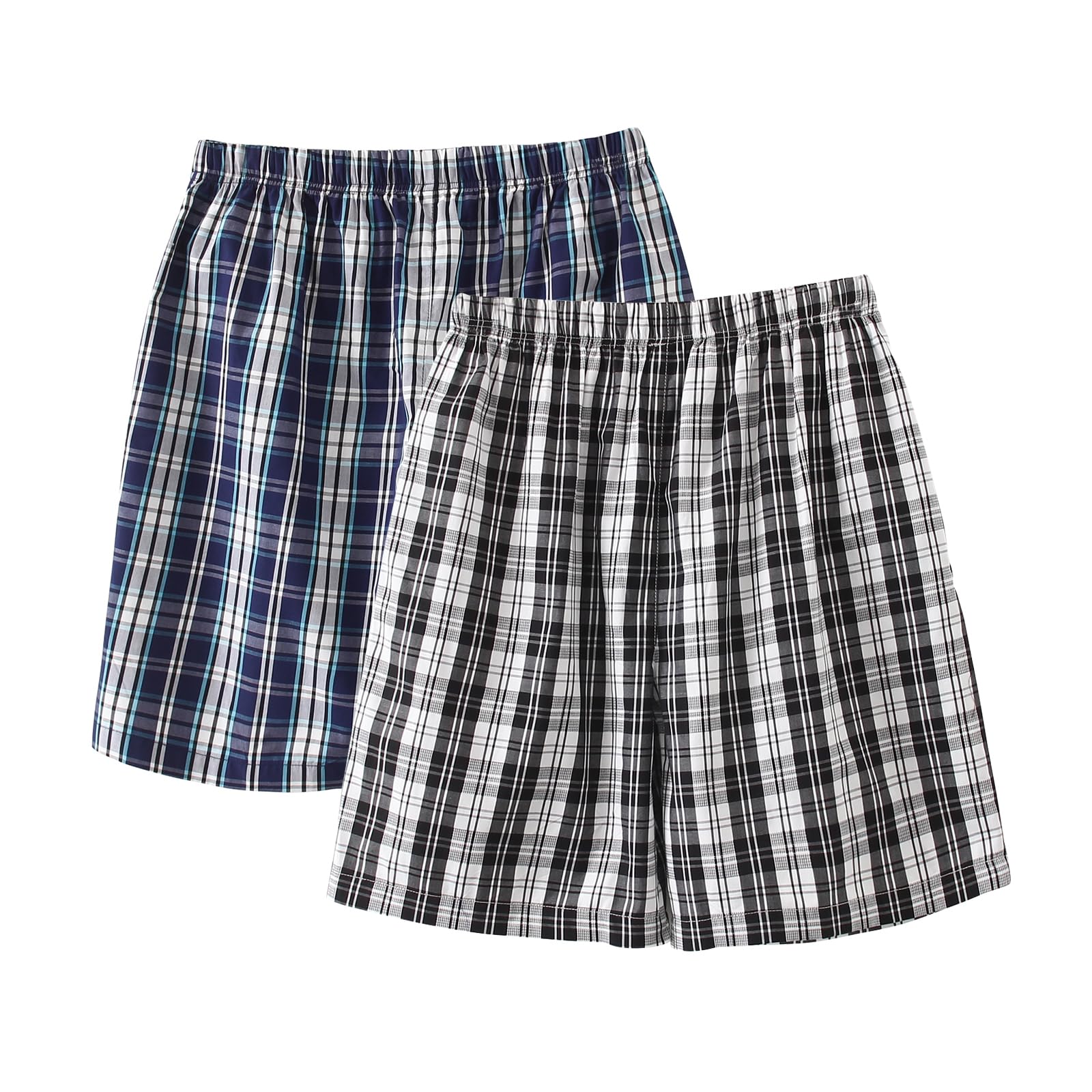 【送料無料】 ハーフパンツ メンズ ショートパンツ ルームパンツ 二枚セット ルームウェアボトムス パジャマパンツ 綿 カジュアルパンツ 部屋着 色：ブルー/ブラック、サイズ：3XL