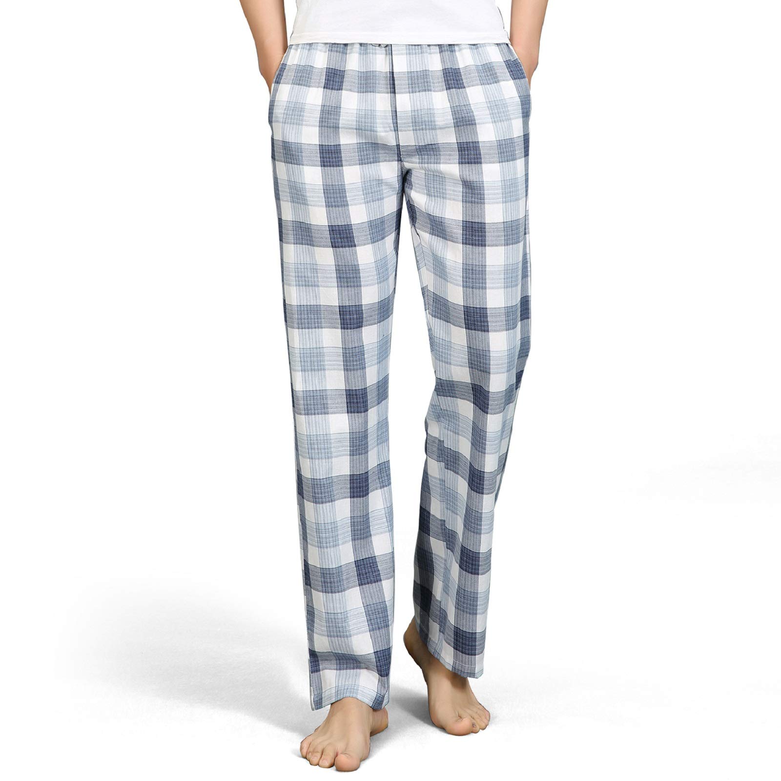 【送料無料】 ルームウェアボトムス メンズ 綿 パジャマパンツ ルームウェア ズボンだ ルームパンツ 部屋着リラックスウェア チェック柄 ゆったり 色：ブルー、サイズ：S