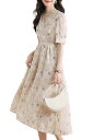【送料無料】 ワンピース 夏 レディース 花柄 ロングワンピース 半袖 シフォン Aライン ドレス Vネック 涼しい フェミニン おしゃれ きれいめ 大人 カジ...