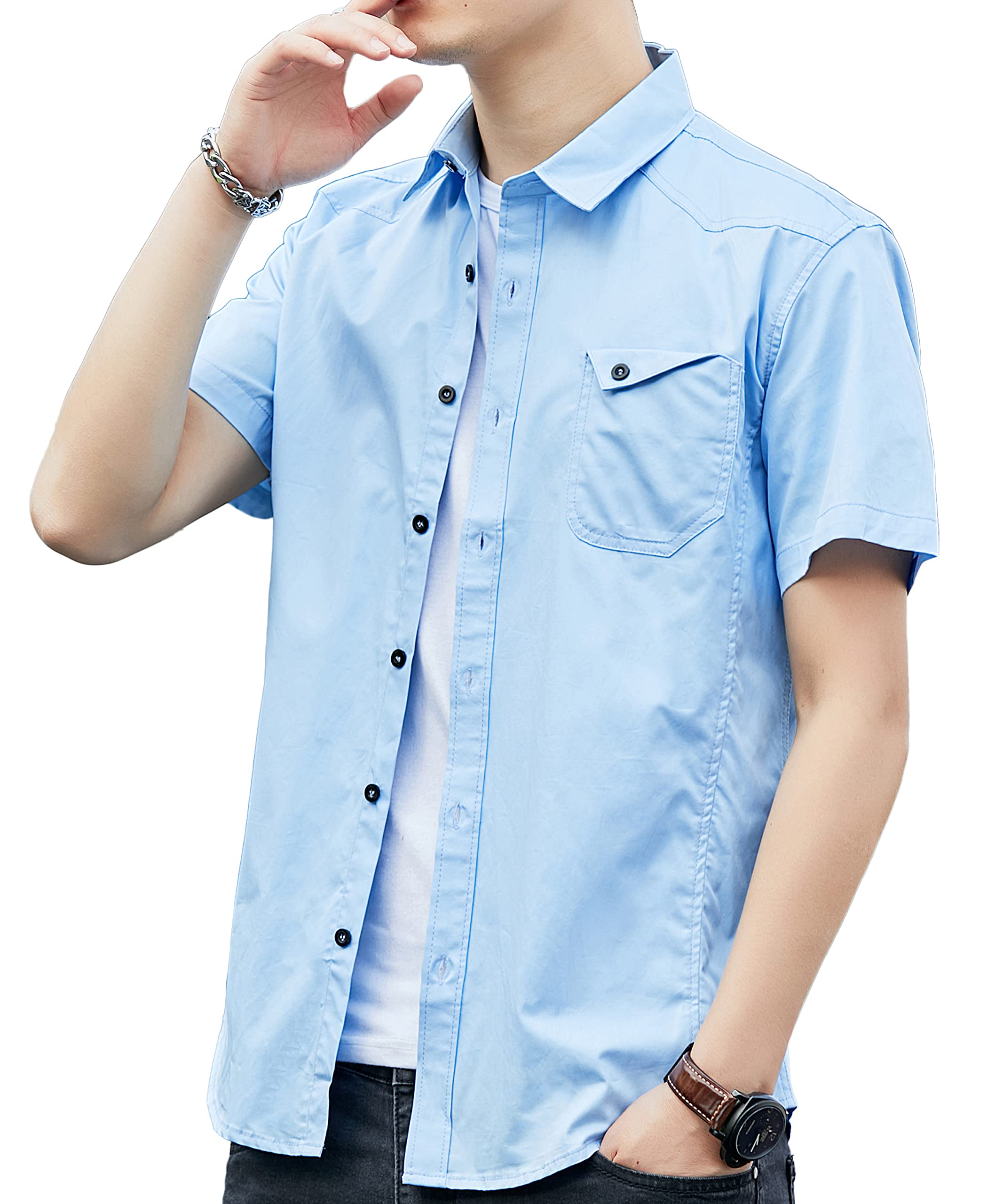 【送料無料】 シャツ メンズ 長袖 半袖 無地 オックスフォードシャツ カジュアル コットン ボタンアイ..