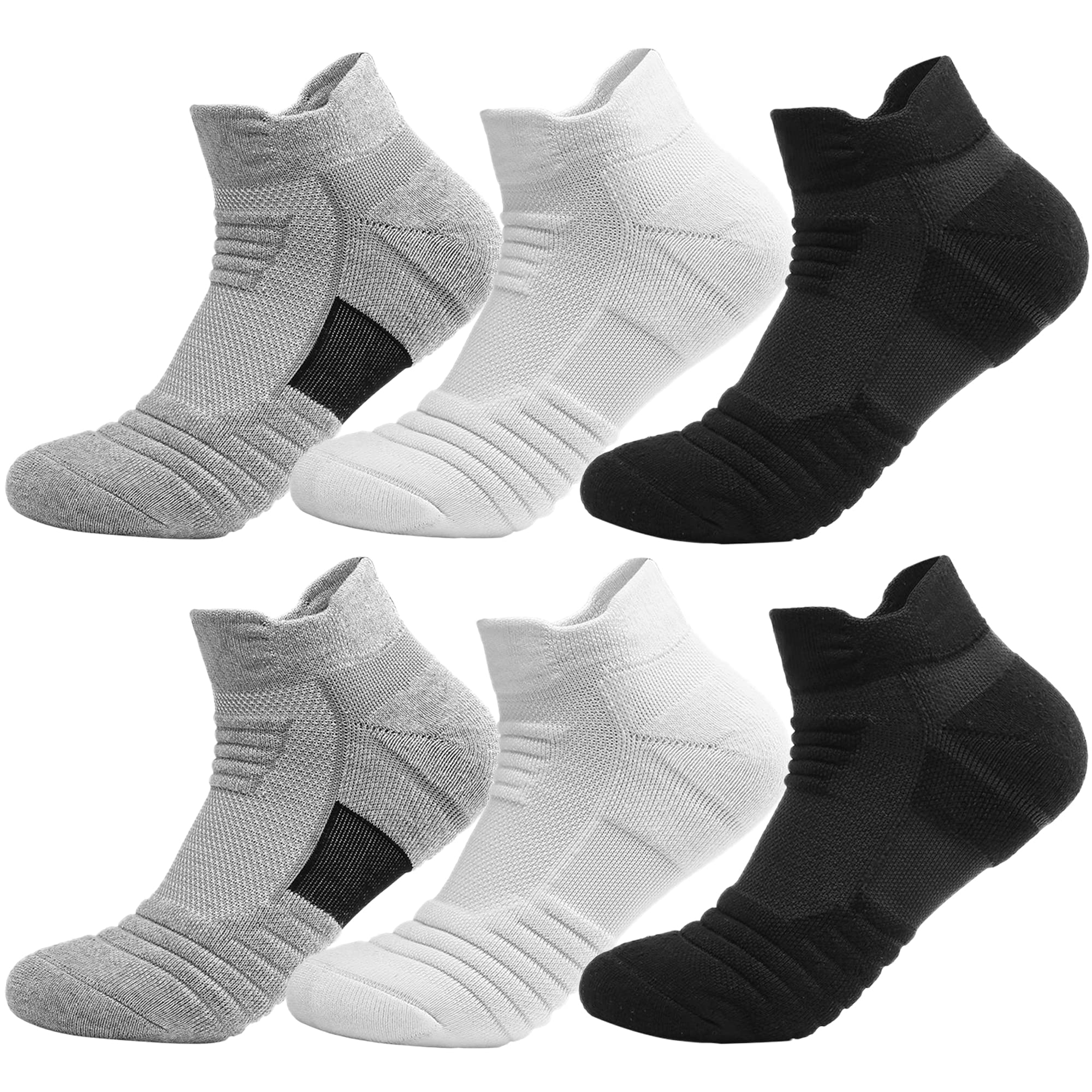 【送料無料】 靴下 メンズ スポーツソックス くるぶし 通気性 抗菌防臭 吸汗速乾 滑り止め 男女兼用 着圧 アウトドア ソックス 24〜28cm 6足セット 色：D- マルチカラー、サイズ：24.0-28.0 cm