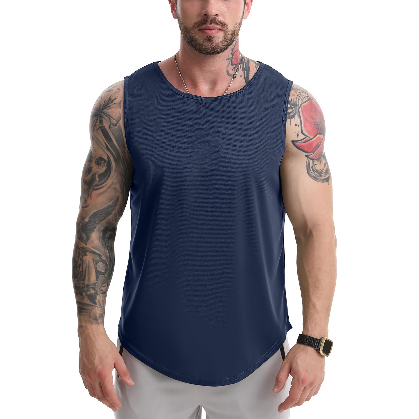 【送料無料】 メンズ タンクトップ トレーニングウェア Uネック ノースリーブ フィットネスTシャツ 筋トレ スポーツ 袖なし スポーツウェア ボディビル マッ...