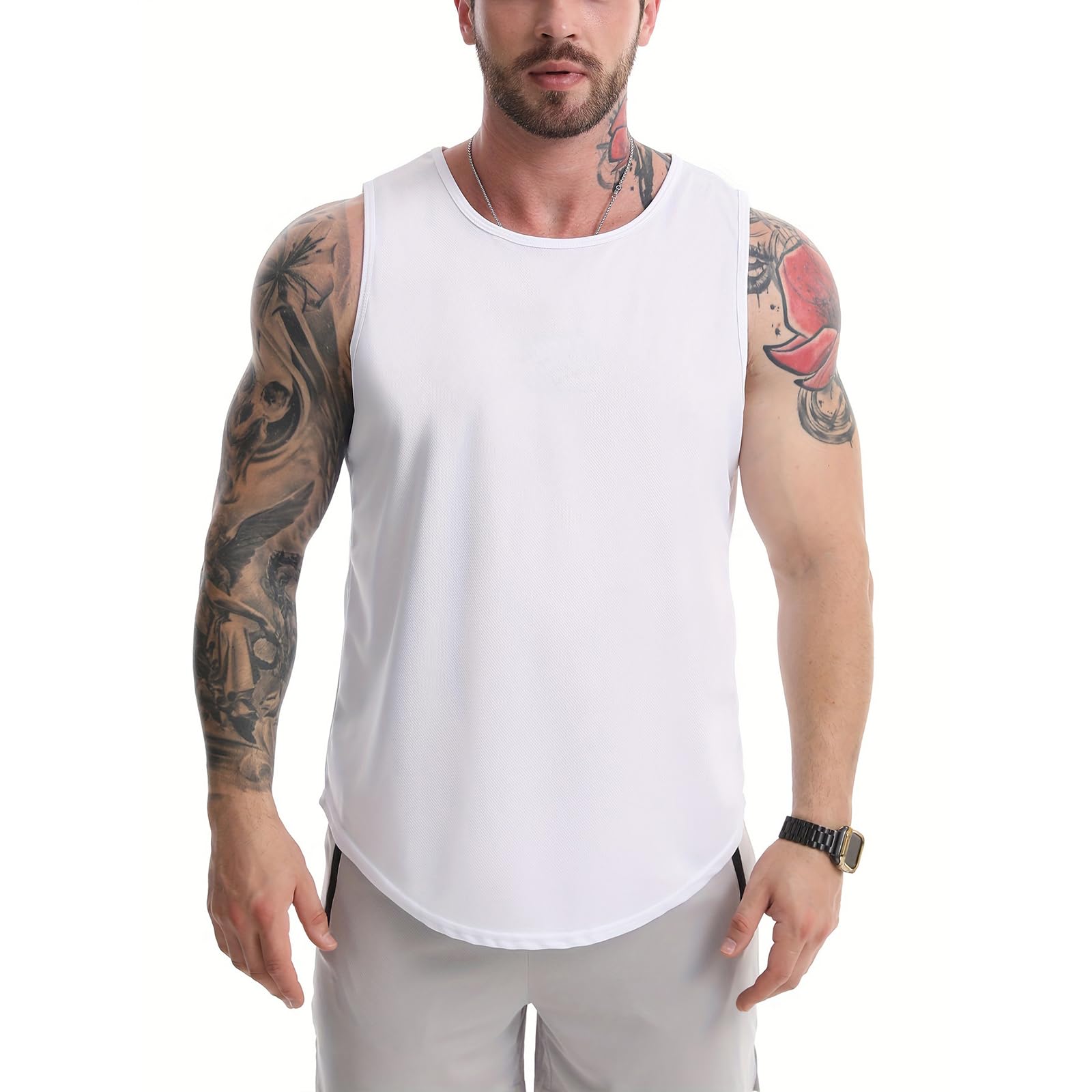 【送料無料】 メンズ タンクトップ トレーニングウェア Uネック ノースリーブ フィットネスTシャツ 筋トレ スポーツ 袖なし スポーツウェア ボディビル マッ...