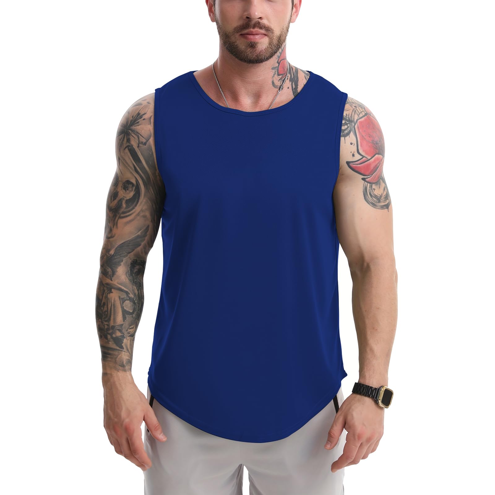 【送料無料】 メンズ タンクトップ トレーニングウェア Uネック ノースリーブ フィットネスTシャツ 筋トレ スポーツ 袖なし スポーツウェア ボディビル マッ...