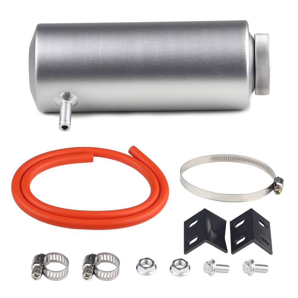 【送料無料】ADPOWラジエーター リザーバー タンク 円筒型 ホース 付き シルバー ブラック ブルー 車 ..