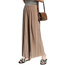 【送料無料】Muxuryee ワイドパンツ レディース ガウチョパンツ カジュアル ゆったり 無地 ハイウエスト ロング丈 色:02ベージュ、サイズ:0