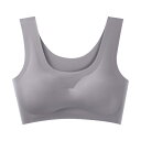 【送料無料】 シームレスブラ ノンワイヤーブラジャー ナイトブラ 下着 レディース ハーフトップ 脇高ブラ 通気 無縫製 昼夜兼用 色:グレー、サイズ:XL