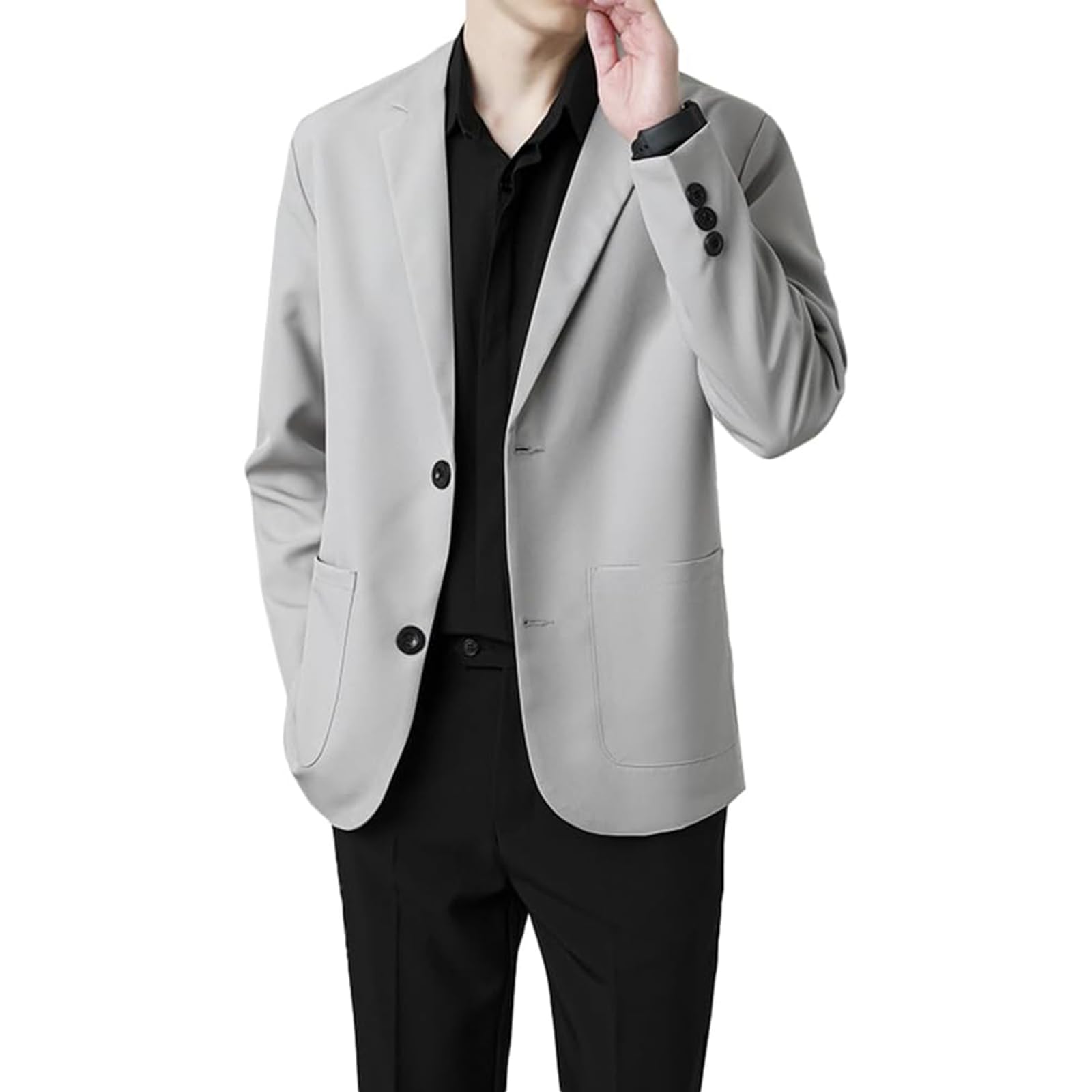 【送料無料】 メンズ テーラードジャケット カジュアル スーツ 通勤 ブレザー 大きいサイズ ジャケット 長袖 無地 ゆったり おしゃれ 上着 アウター 春 秋 冬 通学 日常 色：グレー、サイズ：3XL