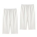 【送料無料】 キッズ 7分丈 女の子 男の子 2枚セット レギンス ズボン ボトムス 夏 薄手 ストレッチ スリットレギンス 色:ホワイト、サイズ:140