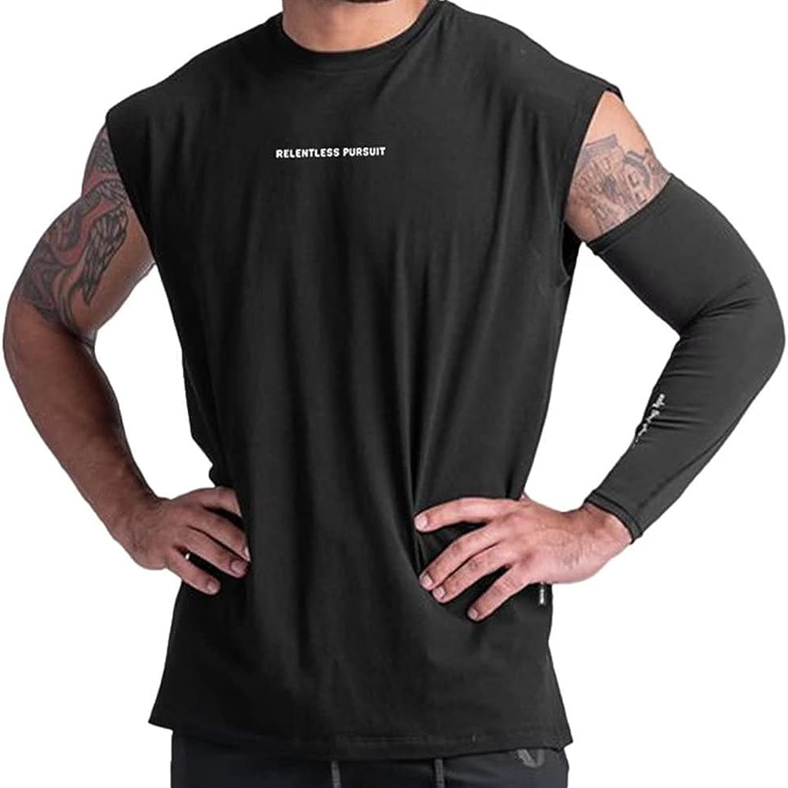 【送料無料】 タンクトップ メンズ トレーニング ウェア ノースリーブ 筋トレ ジム 伸縮 吸水速乾 フィットネス スポーツウェア 色:ブラック、サイズ:XL