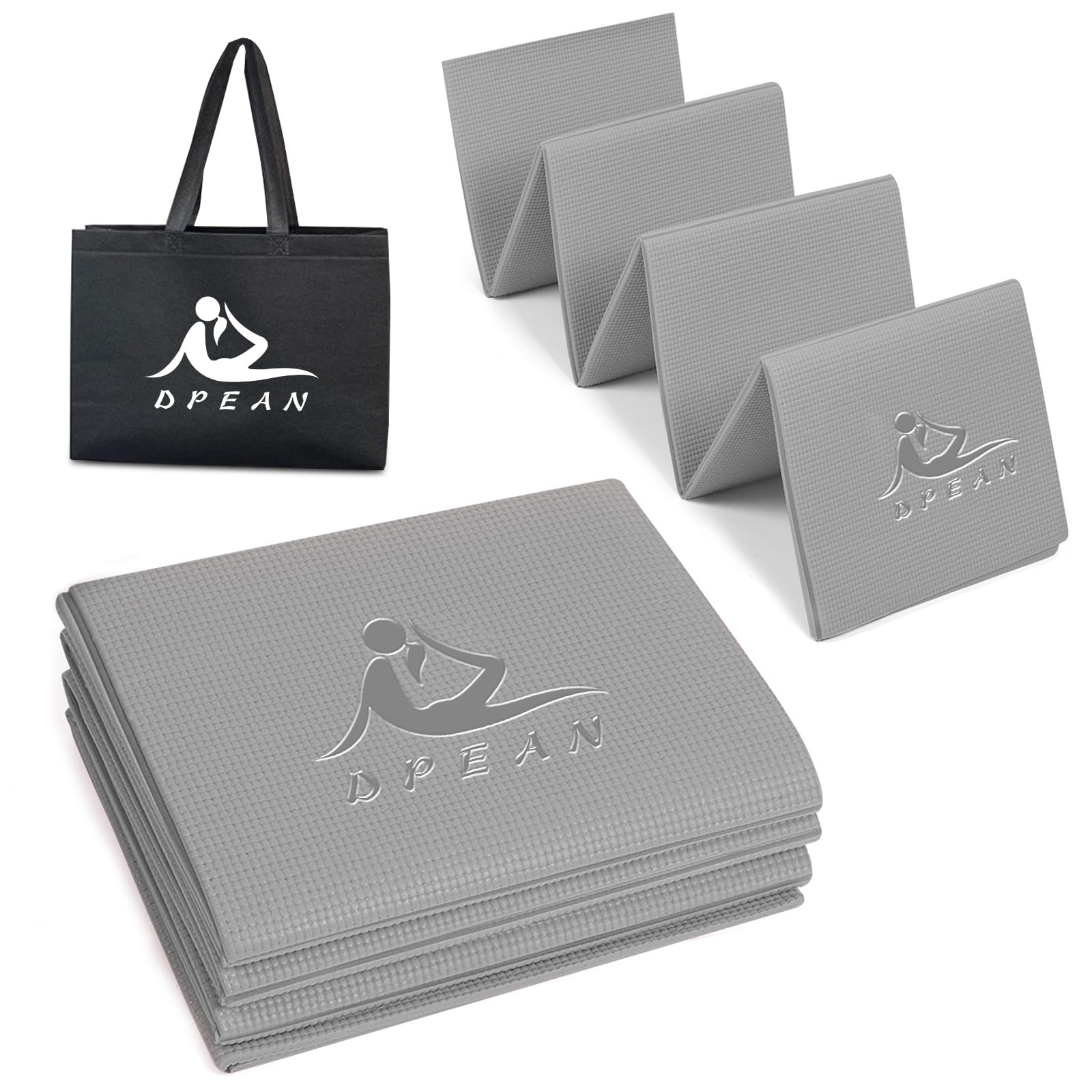 【送料無料】DPEAN ヨガマット 折りたたみ トレーニングマット エクササイズマット 6mm 持ち運び 折り畳み フィットネス フィットネス 収納袋付き 色：シルバーグレー